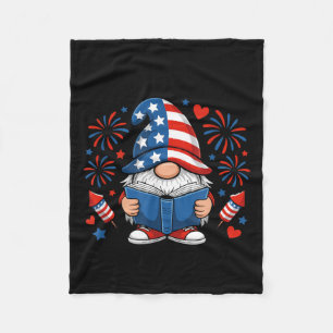 Patriotischer Lesegnom Amerikanisches Flaggenbuch Fleecedecke