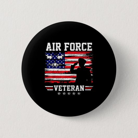 Patriotischer Luftwaffen-Veteran USAF-Flagge ameri Button (Vorderseite)