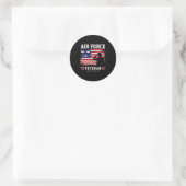 Patriotischer Luftwaffen-Veteran USAF-Flagge ameri Runder Aufkleber (Tasche)