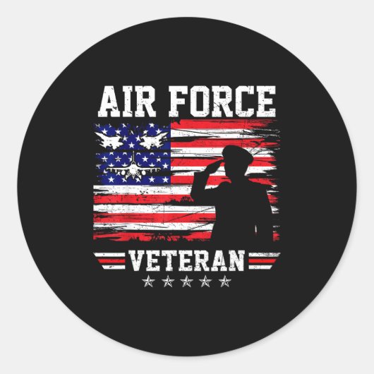 Patriotischer Luftwaffen-Veteran USAF-Flagge ameri Runder Aufkleber (Vorderseite)