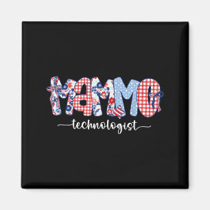 Patriotischer M Technologe Floral Rot Weiß Blau 4. Magnet