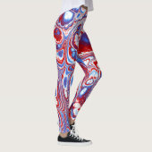 Patriotischer Marmor-Fluss Abstract Leggings (Rechts)