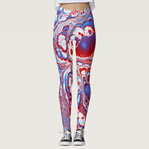 Patriotischer Marmor-Fluss Abstract Leggings