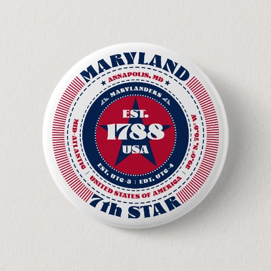 Patriotischer Maryland-Kreis mit Staat-Details Button (Vorderseite)