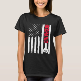 Patriotischer Mechaniker USA-Flagge Mechaniker T-Shirt