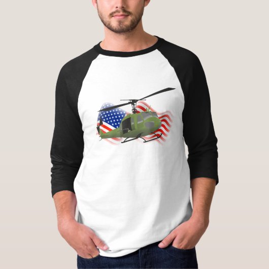 Patriotischer MilitärHuey Hubschrauber T-Shirt (Vorderseite)