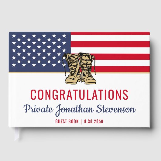 Patriotischer militärischer Abschluss Army Boot Ca Gästebuch (Vorderseite)