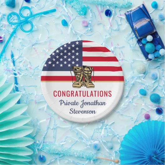 Patriotischer militärischer Abschluss Army Boot Ca Pappteller (Party)