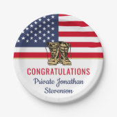 Patriotischer militärischer Abschluss Army Boot Ca Pappteller (Vorderseite)