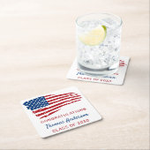 Patriotischer militärischer Abschluss unter amerik Rechteckiger Pappuntersetzer (Vor Ort)