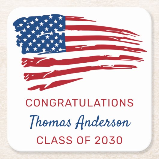 Patriotischer militärischer Abschluss unter amerik Rechteckiger Pappuntersetzer (Vorderseite)