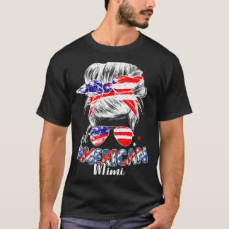 Patriotischer Mimi 4. Juli unordentlicher Dutt-Haa T-Shirt