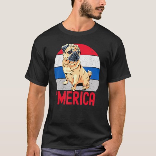 Patriotischer Mops für Mama Vater Amerika 4. Juli  T-Shirt (Vorderseite)