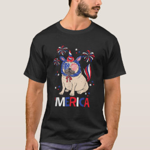 Patriotischer Mops Merica 4. Juli Frauen Kinder T-Shirt