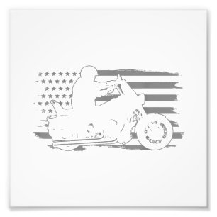 Patriotischer Motorrad-Vintage-Amerikanischer-Flag Fotodruck