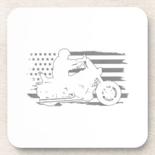 Patriotischer Motorrad-Vintage-Amerikanischer-Flag Getränkeuntersetzer