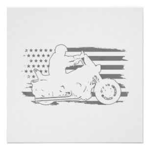 Patriotischer Motorrad-Vintage-Amerikanischer-Flag Poster
