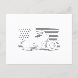 Patriotischer Motorrad-Vintage-Amerikanischer-Flag Postkarte
