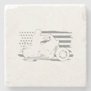 Patriotischer Motorrad-Vintage-Amerikanischer-Flag Steinuntersetzer