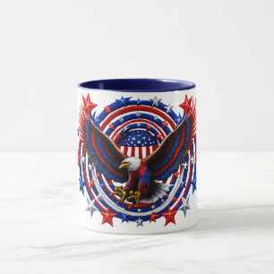 Patriotischer Neon-Adler-Ausbruch – Rot, Weiß & Bl Tasse