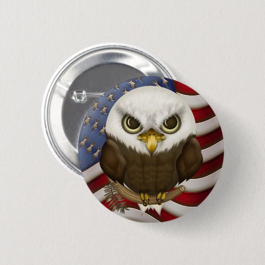 Patriotischer niedlicher kahler Adler und Button (Vorne & Hinten)