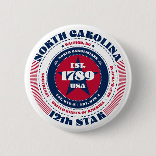 Patriotischer North Carolina Circle mit Staat Deta Button