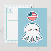 Patriotischer Oktopus Postkarte (Vorne/Hinten)