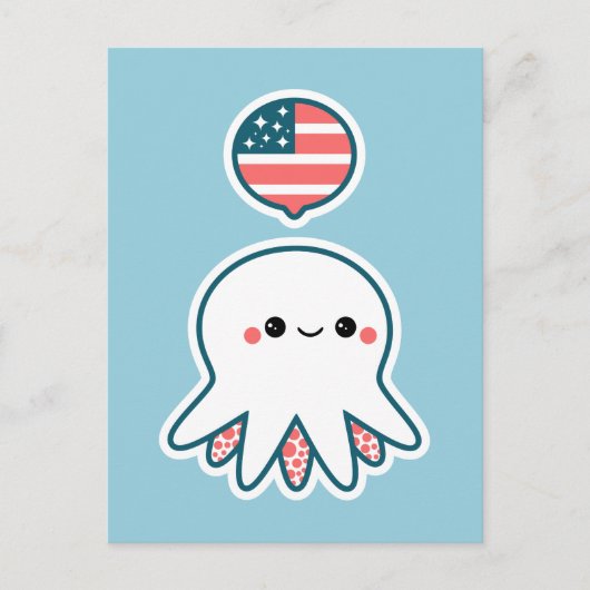 Patriotischer Oktopus Postkarte (Vorderseite)