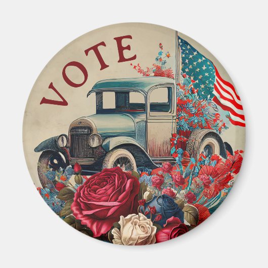 Patriotischer Oldtimer-LKW Magnet (Vorne)