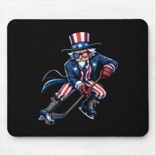 Patriotischer Onkel Sam Hockeyspieler 4. Juli Männ Mousepad