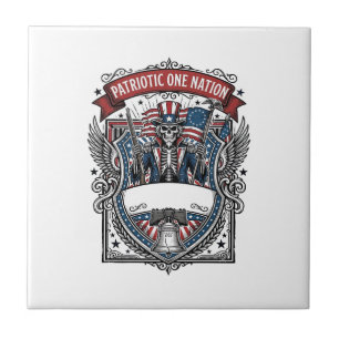 Patriotischer Onkel Sam Skelett Dunkler Patriot Sk Fliese