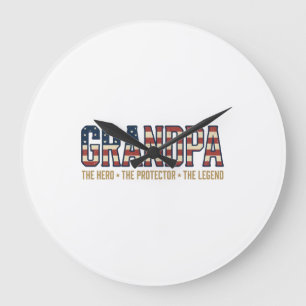 Patriotischer Opa Held Beschützer Legende Vektor D Große Wanduhr