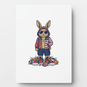 Patriotischer Osterhase Vintage Vector Shirt_1 Fotoplatte
