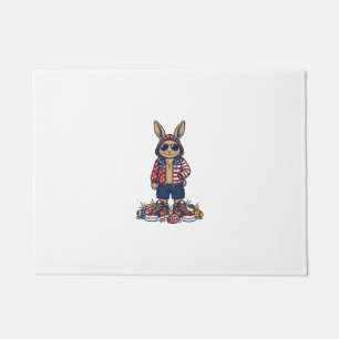 Patriotischer Osterhase Vintage Vector Shirt_1 Fußmatte