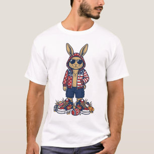 Patriotischer Osterhase Vintage Vektor T-Shirt_1 T-Shirt