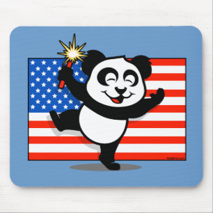 Patriotischer Panda mit amerikanischer Flagge Mousepad