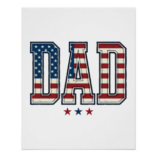 Patriotischer Papa Amerikanische Flagge Vintage Ve Poster