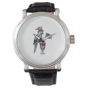 Patriotischer Papagei Cocktail Vintage Vektor Desi Armbanduhr
