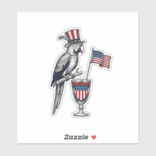 Patriotischer Papagei Cocktail Vintage Vektor Desi Aufkleber