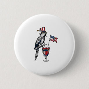 Patriotischer Papagei Cocktail Vintage Vektor Desi Button