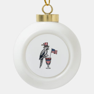 Patriotischer Papagei Cocktail Vintage Vektor Desi Keramik Kugel-Ornament