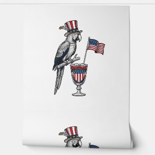 Patriotischer Papagei Cocktail Vintage Vektor Desi Tapete