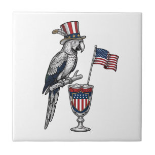 Patriotischer Papagei-Cocktail Vintage-Vektordesig Fliese