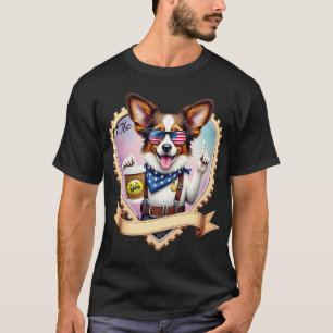 Patriotischer Papillon mit Kaffee T-Shirt