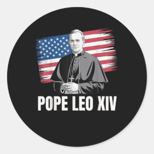 Patriotischer Papst Leo Xiv Katholische Amerikanis Runder Aufkleber
