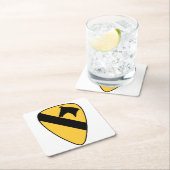 Patriotischer Patch der ersten Cavalry Division Rechteckiger Pappuntersetzer (Vor Ort)