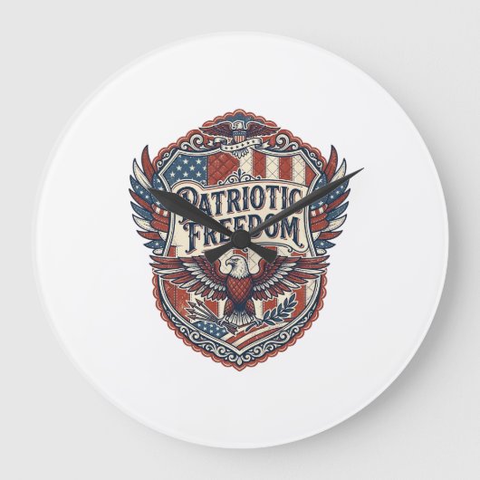 Patriotischer Patchwork-Künstler Große Wanduhr (Vorderseite)