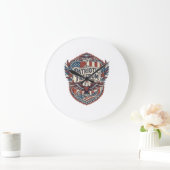 Patriotischer Patchwork-Künstler Große Wanduhr (Zuhause)