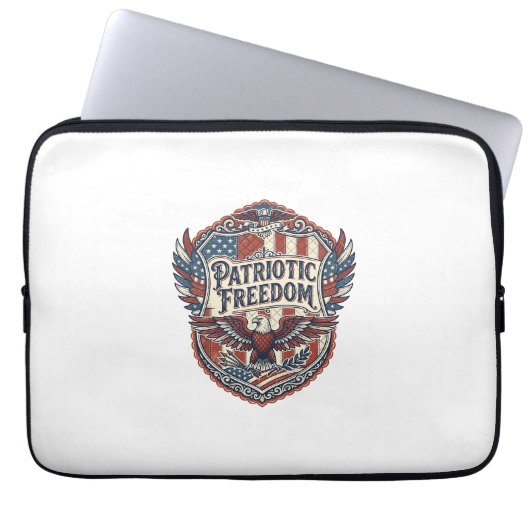 Patriotischer Patchwork-Künstler Laptopschutzhülle (Vorderseite)