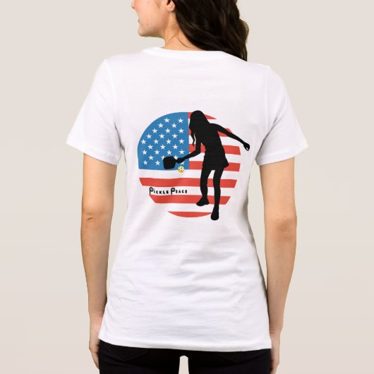 Patriotischer Pickleball-T - Shirt der Frauen von (Rückseite)